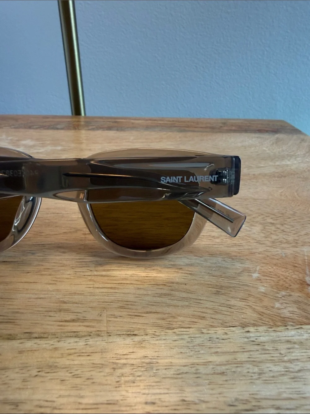 Saint Laurent SL Translucent Taupe Frame Sunglasses with Brown Lenses